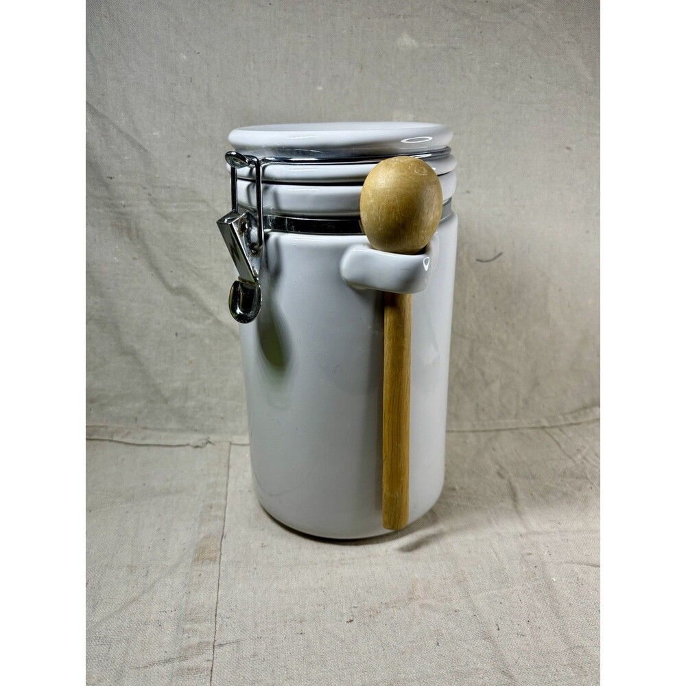 Flip Top Kitchen Storage Jar Wooden Spoon Flip Lid With Clamp No Gasket